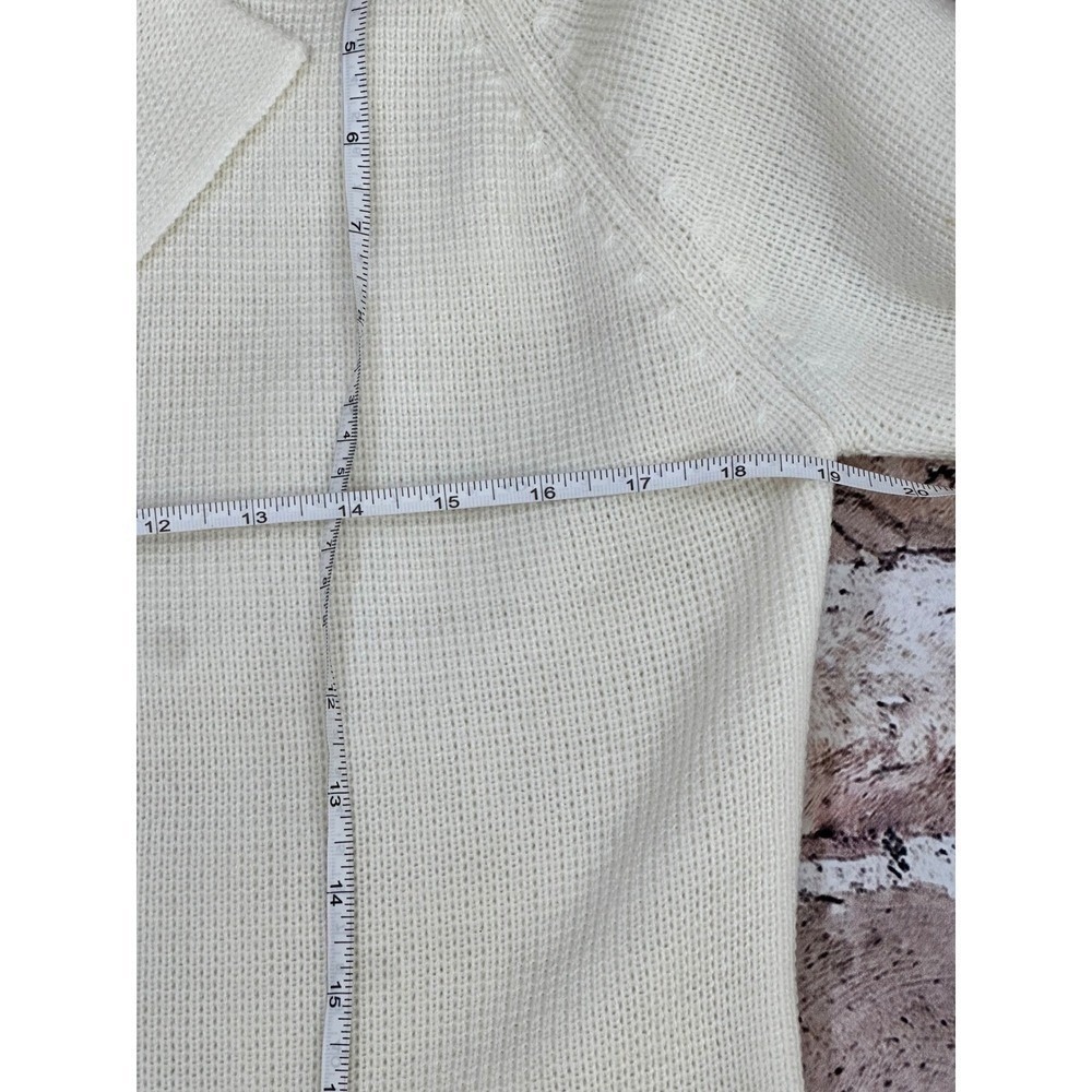 Jason Maxwell Vintage 90s Cream Knit Blazer Cardigan Grandpa Core Old Money L - Picture 10 of 15